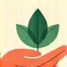 Blad met hand-icoon voor ethische sourcing